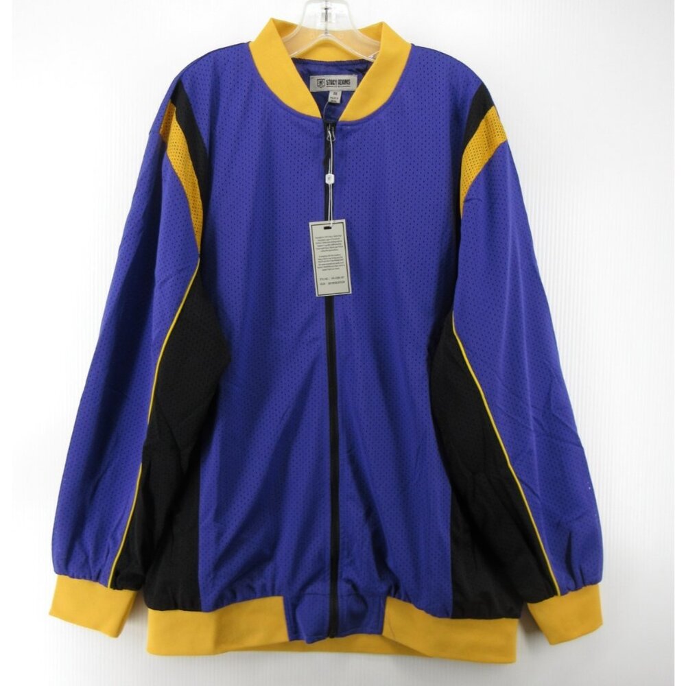 Stacy Adams Jacket XXXL Purple Track Coat Mesh Warm Up Athleisure NEW